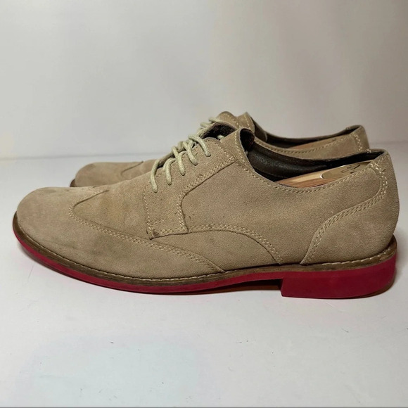 Cole Haan Oxfords Mens 9M Drake Eva Beige Suede Wingtip Bluchers C11216 - Picture 2 of 9